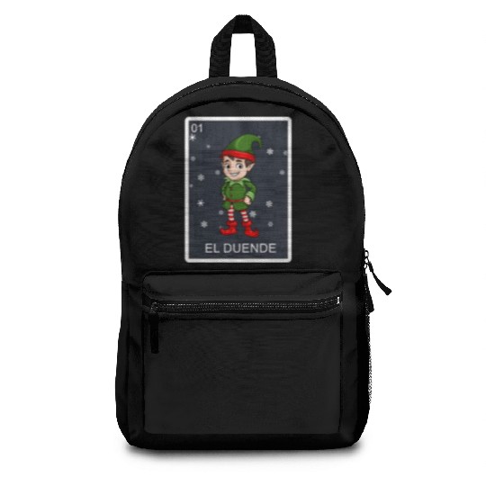 El Duende The Elf Card Mexican Lottery Christmas Backpacks
