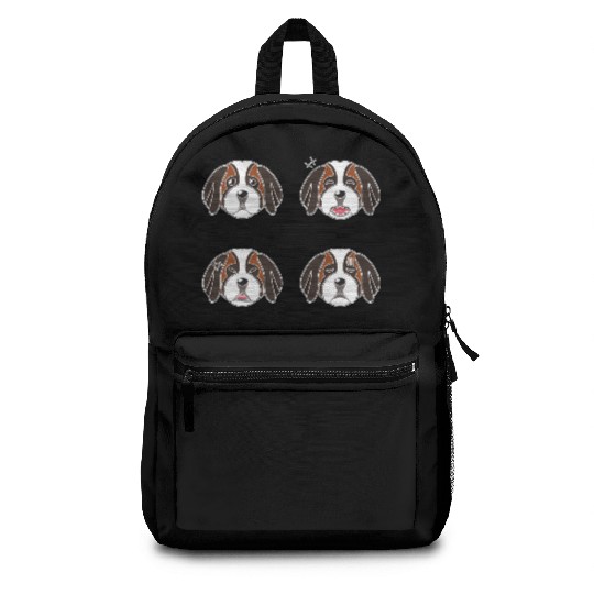 Funny Saint Bernard Dog Cartoon Faces Backpacks