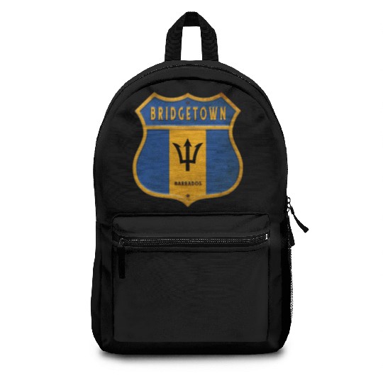 Bridgetown Barbados coat of arms flag design Backpacks