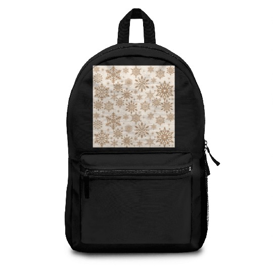 Beige Snowflakes Christmas Pattern Backpacks