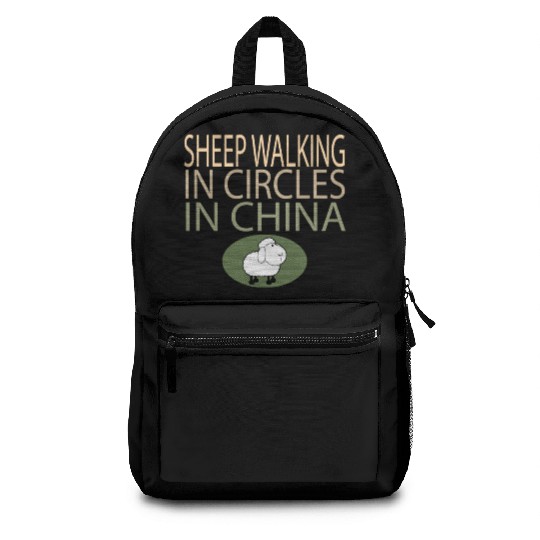 SHEEP WALKING IN CIRCLES IN CHINA Backpacks
