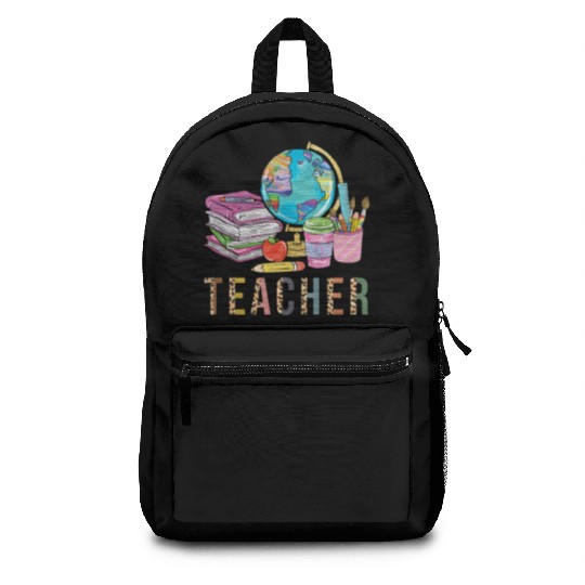 Cute Teacher Leopard Print Globe First Day of Backpacks