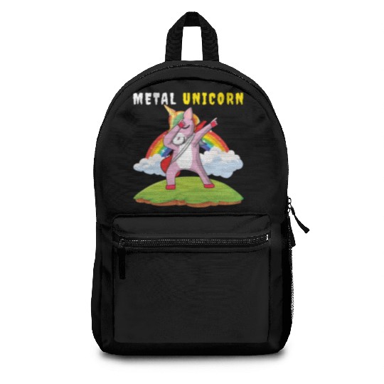 Dabbing Unicorn Rainbow Metal Music Heavy Rock Backpacks