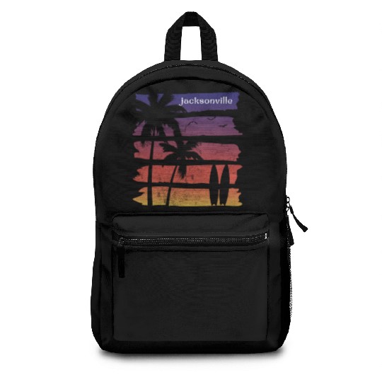 Cool Jacksonville Florida Surfing Fan Beach Palm Backpacks