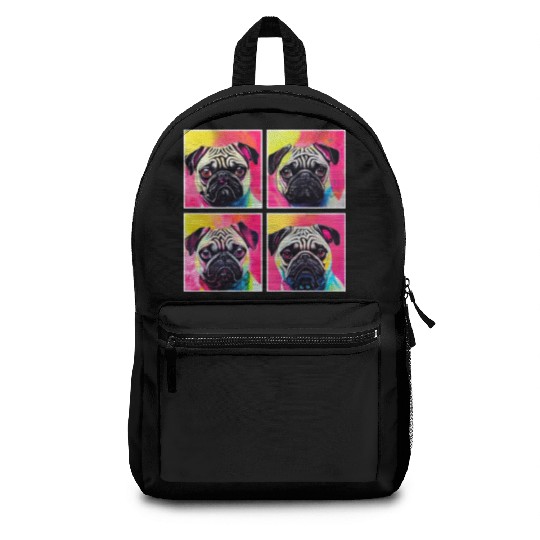 Pug, anime, comic or retro style. I love my dog! Backpacks