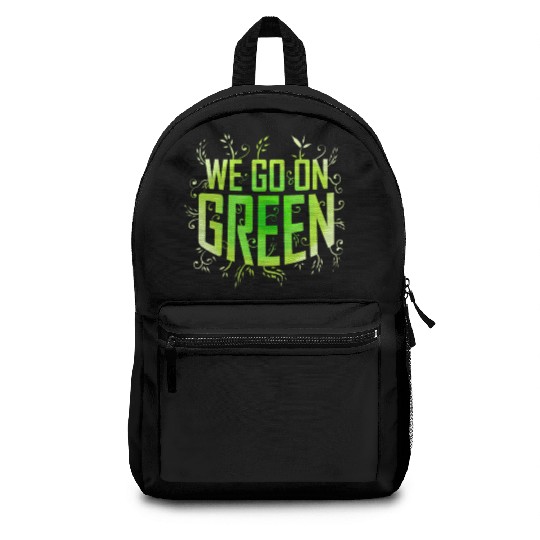 We Go On Green Logo For Vegetarian And Vegan Backpacks