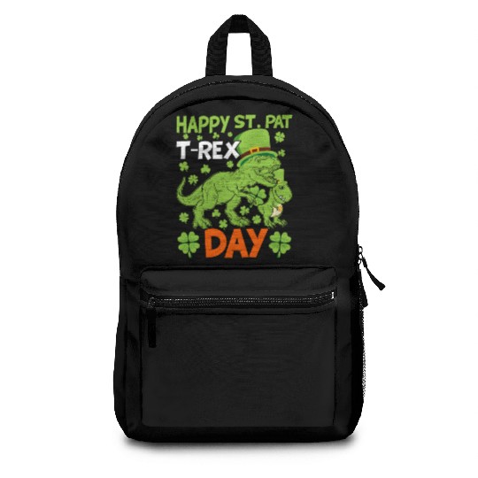 Happy St Pat Trex Day Dino St Patricks Day Kids To Backpacks