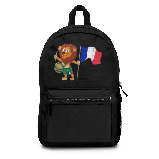 Lion with the France flag Backpacks