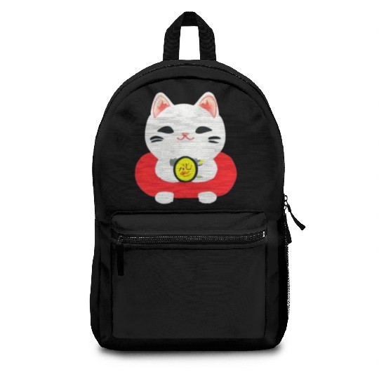 Kawaii Maneki Neko Cat Illustration Backpacks