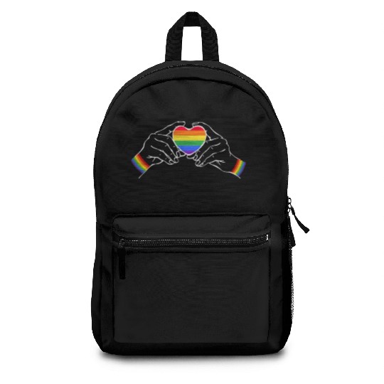 Cool LGBTQ rainbow heart saying Backpacks