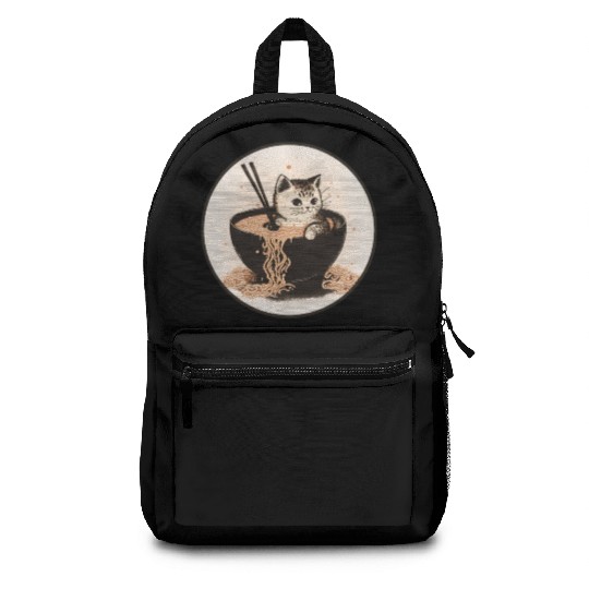 Cat Cat Ramen Noodles Cute Kitten Noodle Soup Backpacks