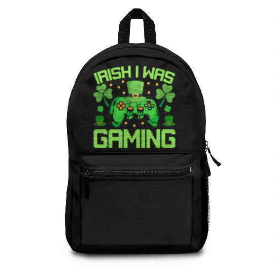 Irish I Was Gaming Funny St Patricks Day Gamer Boy Backpacks