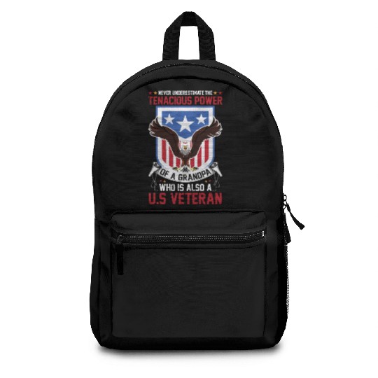 USA Flag Grandpa US Veteran Dad Gift Ideas Backpacks