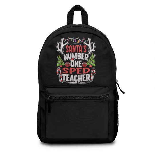 Santas Number One SPED Teacher Special Education Backpacks
