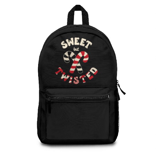 Sweet but twisted candy canes pun Backpacks