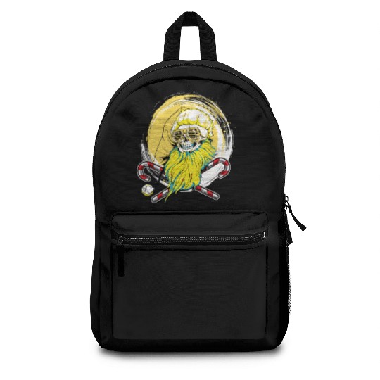 skull santa hat candy cane crew Backpacks