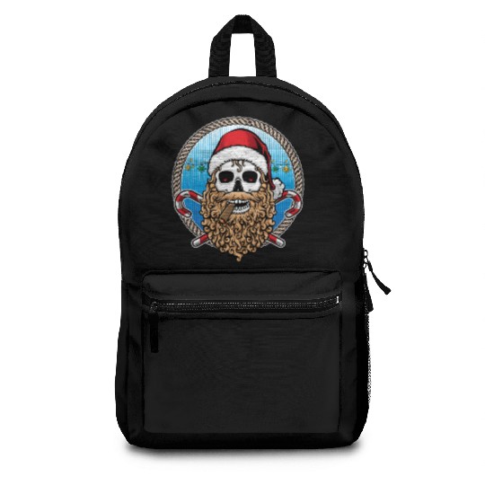 skull santa hat candy cane crew Backpacks