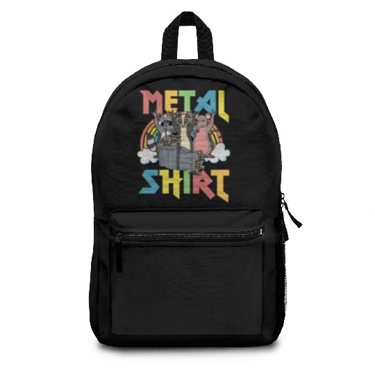 Rock Love Peace Music Heavy Trash Racoon Metal Backpacks