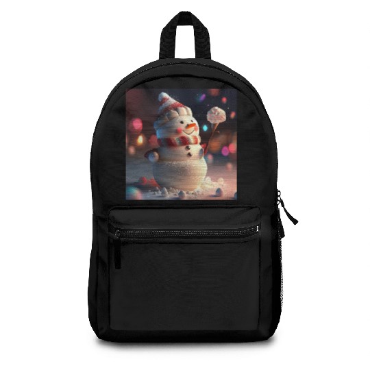Snowman holding Candy Backpacks