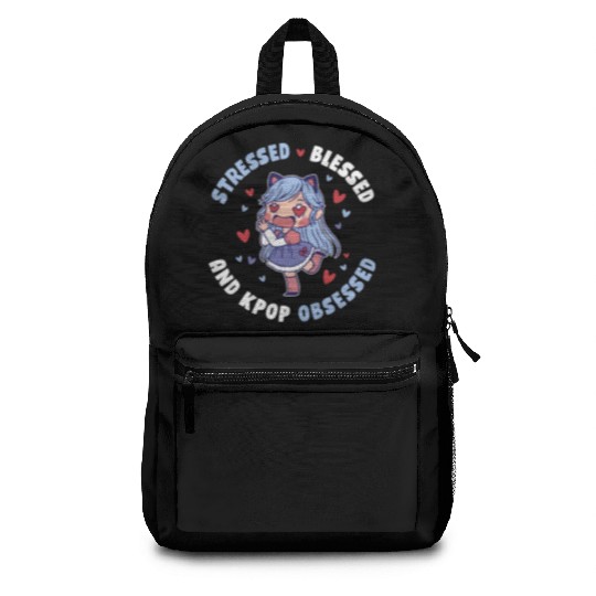 Stressed Blessed And Kpop Obsessed Funny Kpop Gift Backpacks
