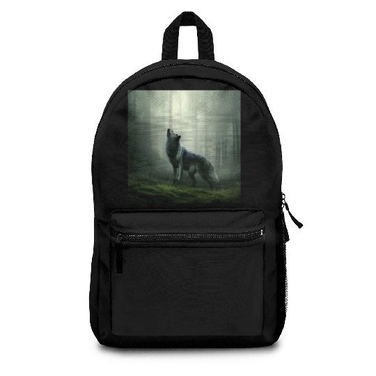 Howling wolf at midnight Backpacks