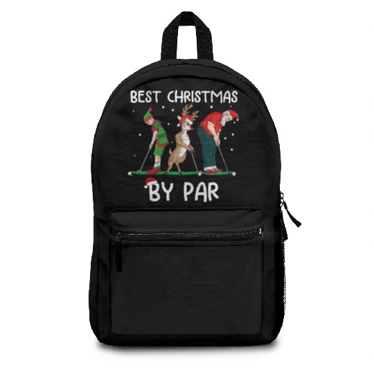 Golf Elf Golfer Christmas Santa Claus Golfing Backpacks