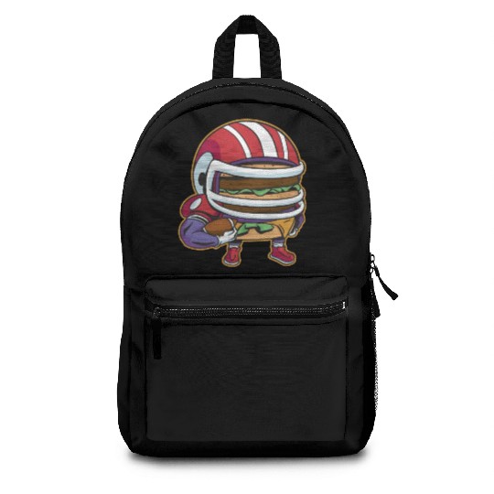 American Football Burger Player Funny Cartoon Fan Backpacks