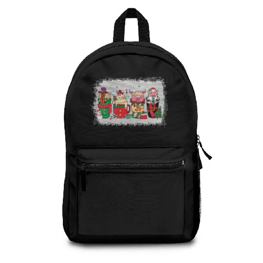 Christmas Coffee Cup Bleached Backpacks