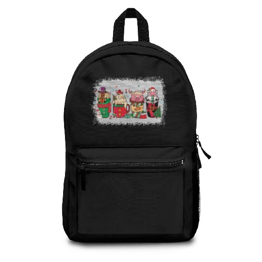 Christmas Coffee Cup Bleached Backpacks