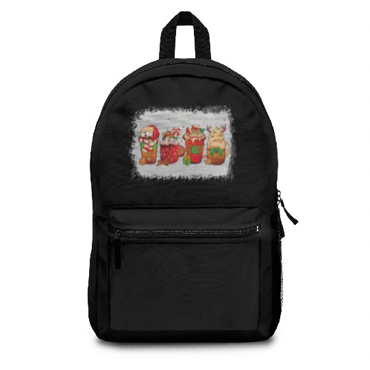 Christmas Coffee Cup Bleached Backpacks