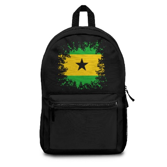 Sao Tome And Principe Flag Paint Splatter Backpacks
