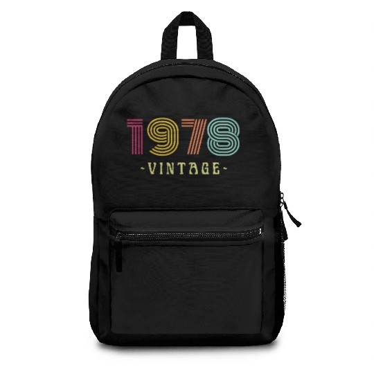 Neon Rainbow Retro Birthday Year Vintage 1978 Backpacks