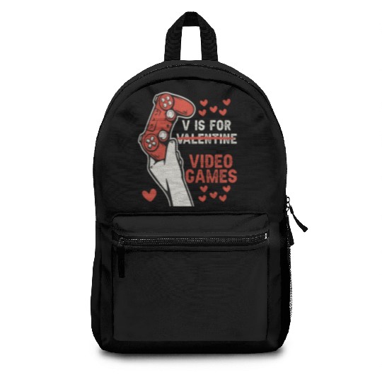 V Is For Video Games Valentines Day Gamer Gifts Backpacks