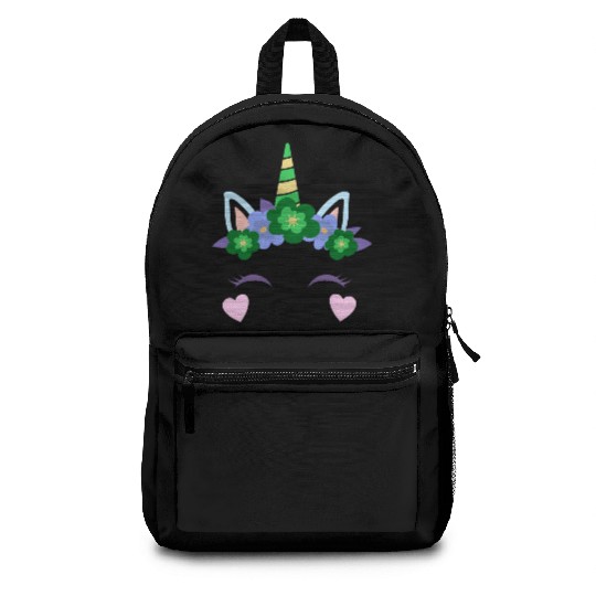Green Shamrocks Irish Cute Unicorn Girls St Patric Backpacks