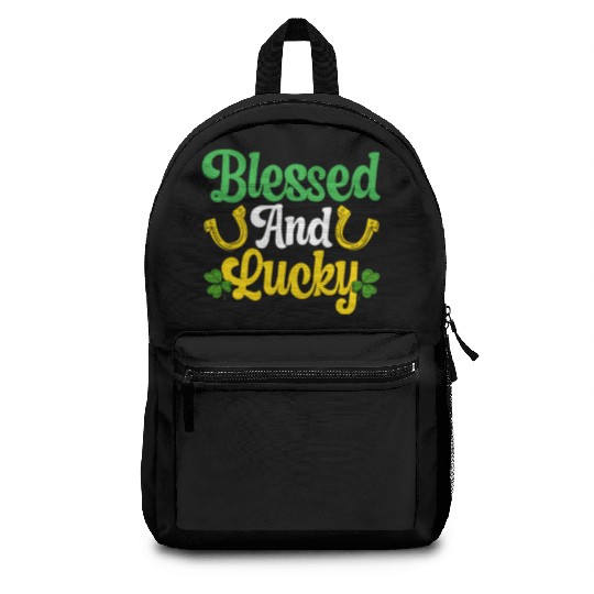 Blessed And Lucky Shamrock St. Patricks Day Irish Backpacks
