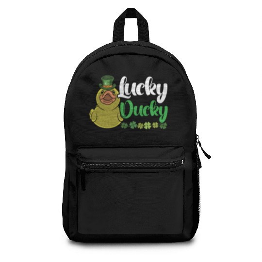 Lucky Ducky Duck Shamrock St. Patricks Day Irish Backpacks