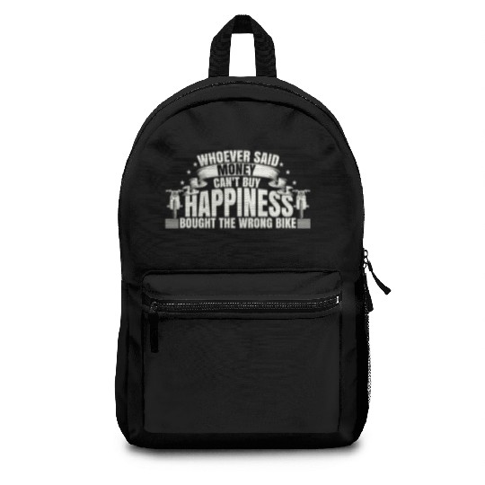 Motorcycle Biker Money Can't Buy Happiness Backpacks