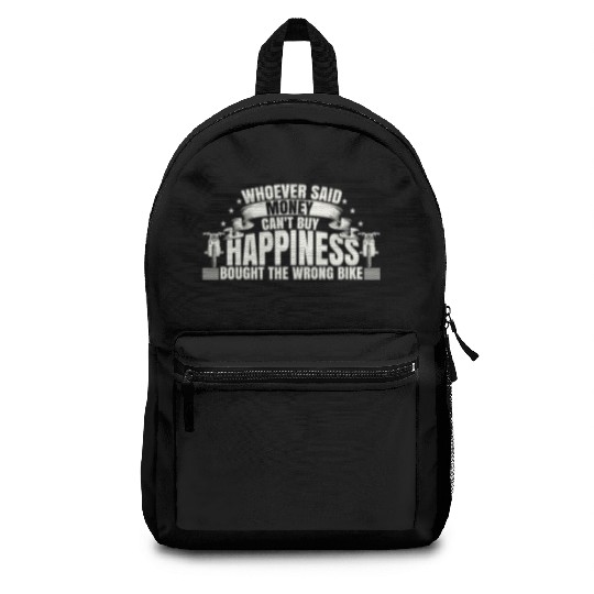 Motorcycle Biker Money Can't Buy Happiness Backpacks