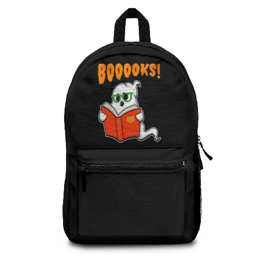 Funny Teacher Halloween Ghost Books Reading Backpacks