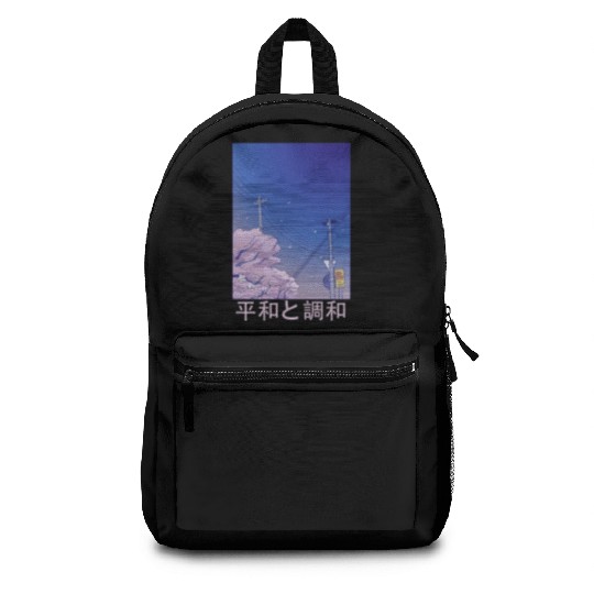 Night Stars Sky Japanese Vaporwave Cherry Blossom Backpacks