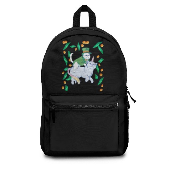 Rain Ireland cat unicorn green st patricks day Backpacks
