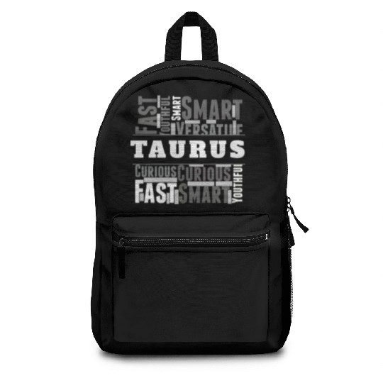 Taurus Zodiac Star Sign Word Cloud Square Monochro Backpacks