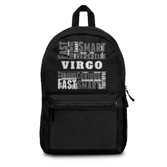Virgo Zodiac Star Sign Word Cloud Square Monochrom Backpacks