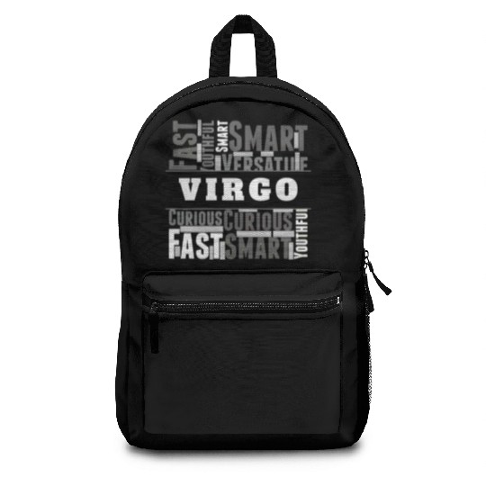 Virgo Zodiac Star Sign Word Cloud Square Monochrom Backpacks