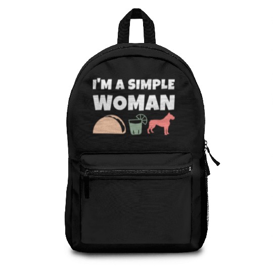 I'm A Simple Woman Tacos Tequila Boxer Dog Backpacks