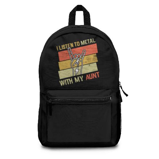 Vintage Metal With Aunt Metal Kid Music Lover Backpacks