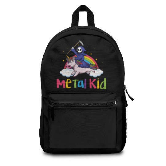 Metal Kid Music Unicorn Skeleton Grim Rock Heavy Backpacks