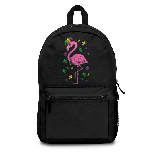 Jester Pink Flamingo Bird Animal Cute Mardi Gras C Backpacks