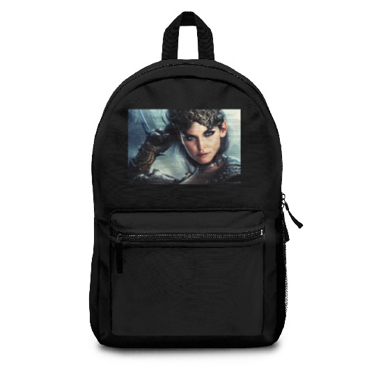 Warrior princess wearing gothic plate fantasy art Backpacks