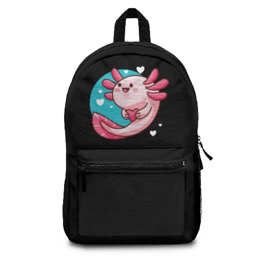 Love Axolotl Pink Valentine Day Salamander Lover Backpacks